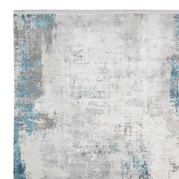 2' X 3' Gray Blue And Ivory Abstract Area Rug With Fringe