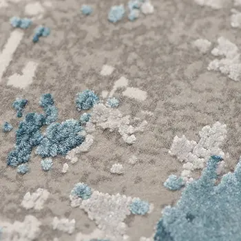 8' X 12' Gray Blue And Ivory Abstract Area Rug With Fringe