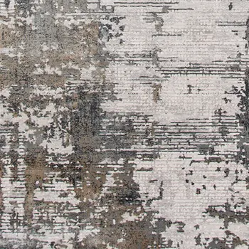 8' X 10' Ivory Gray And Brown Abstract Area Rug With Fringe