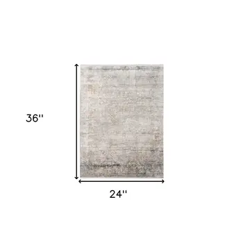 2' X 3' Gray Ivory And Brown Medallion Area Rug With Fringe