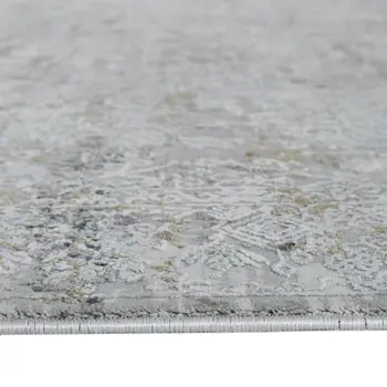 5' X 8' Gray Ivory And Brown Medallion Area Rug With Fringe
