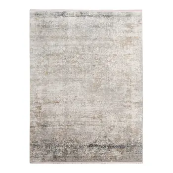 8' X 12' Gray Ivory And Brown Medallion Area Rug With Fringe