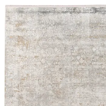 8' X 12' Gray Ivory And Brown Medallion Area Rug With Fringe