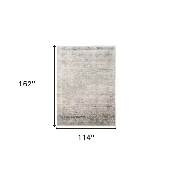 10' X 14' Gray Ivory And Brown Medallion Area Rug With Fringe