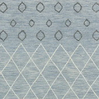 2' X 3' Blue Gray And Ivory Wool Geometric Hand Hooked Area Rug