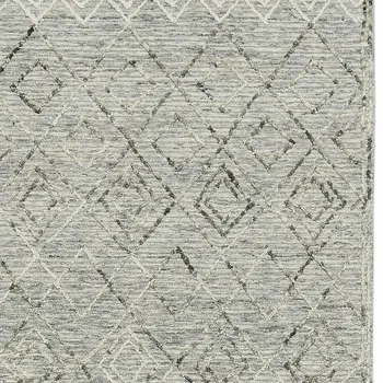 2' X 3' Gray Ivory And Black Wool Argyle Hand Hooked Area Rug