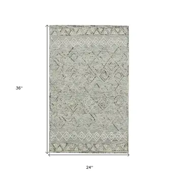 2' X 3' Gray Ivory And Black Wool Argyle Hand Hooked Area Rug