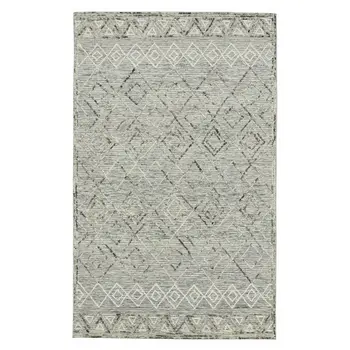 2' X 3' Gray Ivory And Black Wool Argyle Hand Hooked Area Rug