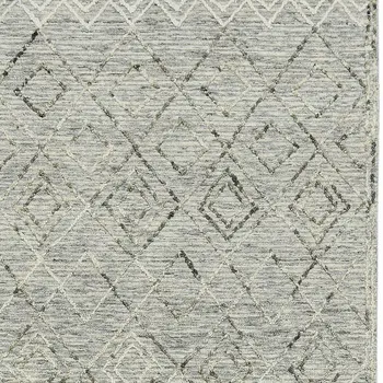 5' X 8' Gray Ivory And Black Wool Argyle Hand Hooked Area Rug