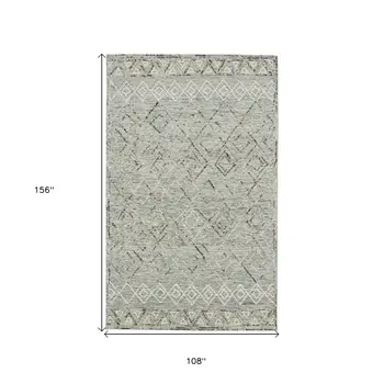 9' X 13' Gray Ivory And Black Wool Argyle Hand Hooked Area Rug