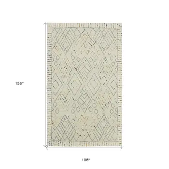 9' X 13' Ivory Gray And Rust Wool Southwestern Hand Hooked Area Rug