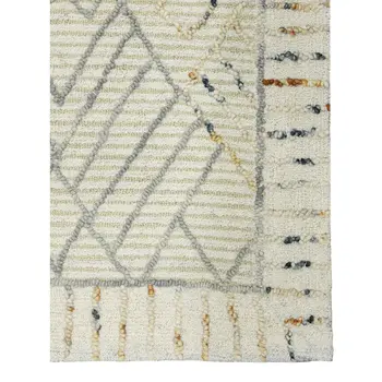 9' X 13' Ivory Gray And Rust Wool Southwestern Hand Hooked Area Rug