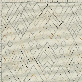 9' X 13' Ivory Gray And Rust Wool Southwestern Hand Hooked Area Rug