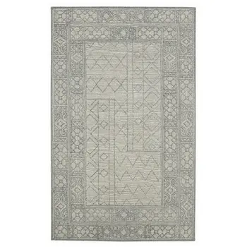 2' X 3' Gray And Ivory Wool Southwestern Hand Hooked Area Rug