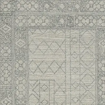 5' X 8' Gray And Ivory Wool Southwestern Hand Hooked Area Rug