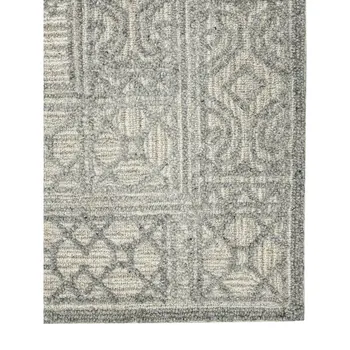 8' X 10' Gray And Ivory Wool Southwestern Hand Hooked Area Rug
