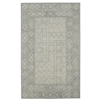 8' X 10' Gray And Ivory Wool Southwestern Hand Hooked Area Rug