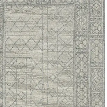 8' X 10' Gray And Ivory Wool Southwestern Hand Hooked Area Rug