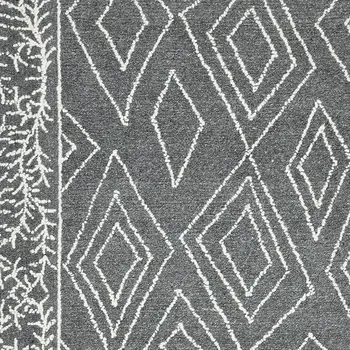 2' X 3' Gray And Ivory Wool Geometric Hand Hooked Area Rug