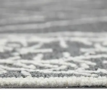 5' X 8' Gray And Ivory Wool Geometric Hand Hooked Area Rug