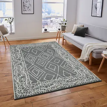 9' X 13' Gray And Ivory Wool Geometric Hand Hooked Area Rug