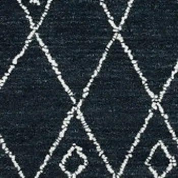 8' X 10' Charcoal And Ivory Wool Southwestern Hand Hooked Area Rug