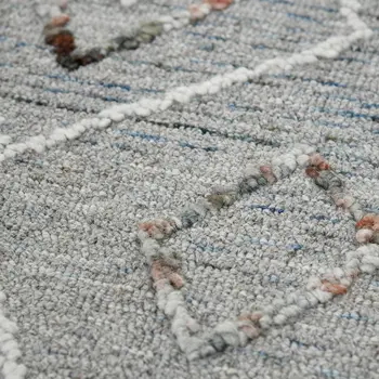 5' X 8' Gray Ivory And Rust Wool Geometric Hand Hooked Area Rug