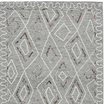 8' X 10' Gray Ivory And Rust Wool Geometric Hand Hooked Area Rug
