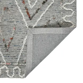 9' X 13' Gray Ivory And Rust Wool Geometric Hand Hooked Area Rug