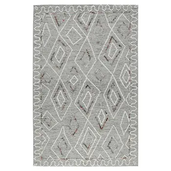 9' X 13' Gray Ivory And Rust Wool Geometric Hand Hooked Area Rug