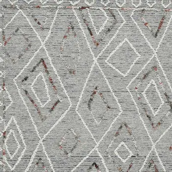 9' X 13' Gray Ivory And Rust Wool Geometric Hand Hooked Area Rug