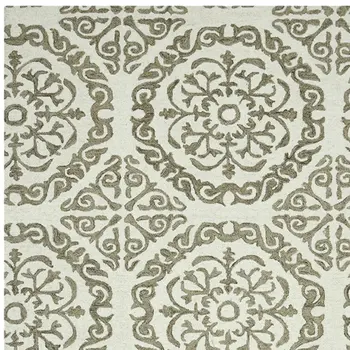 2' X 3' Ivory And Light Brown Wool Medallion Hand Hooked Area Rug