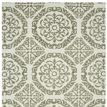 5' X 7' Ivory And Light Brown Wool Medallion Hand Hooked Area Rug