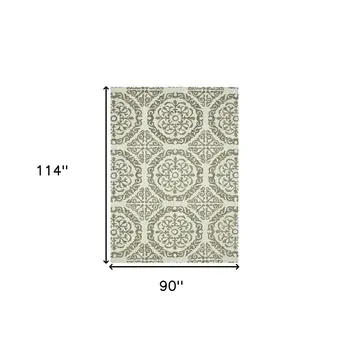 8' X 10' Ivory And Light Brown Wool Medallion Hand Hooked Area Rug