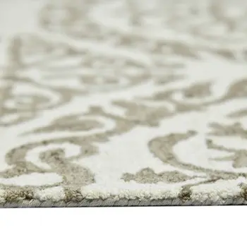 8' X 10' Ivory And Light Brown Wool Medallion Hand Hooked Area Rug