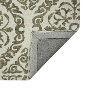 8' X 10' Ivory And Light Brown Wool Medallion Hand Hooked Area Rug