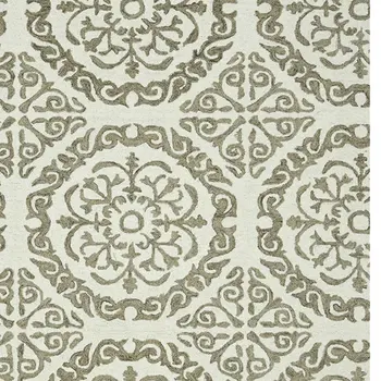 8' X 11' Ivory And Light Brown Wool Medallion Hand Hooked Area Rug
