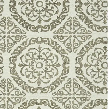 8' X 11' Ivory And Light Brown Wool Medallion Hand Hooked Area Rug