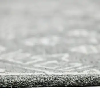 5' X 7' Gray And Ivory Wool Oriental Hand Hooked Area Rug