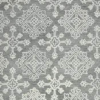 5' X 7' Gray And Ivory Wool Oriental Hand Hooked Area Rug