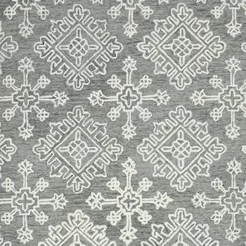 8' X 10' Gray And Ivory Wool Oriental Hand Hooked Area Rug