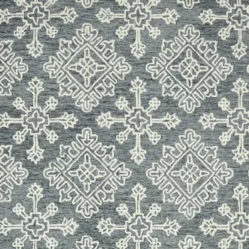 5' X 7' Dark Gray And Ivory Wool Oriental Hand Hooked Area Rug