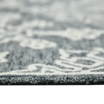 8' X 10' Dark Gray And Ivory Wool Oriental Hand Hooked Area Rug