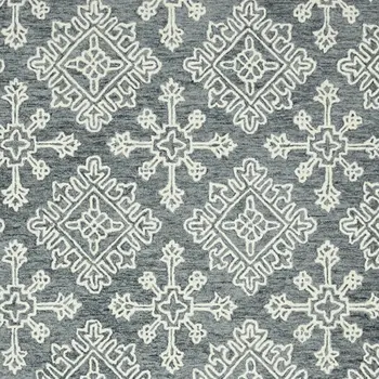 8' X 10' Dark Gray And Ivory Wool Oriental Hand Hooked Area Rug