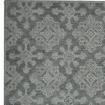 2' X 3' Graphite And Gray Wool Oriental Hand Hooked Area Rug
