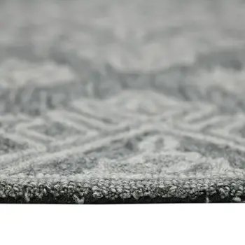 8' X 10' Graphite And Gray Wool Oriental Hand Hooked Area Rug