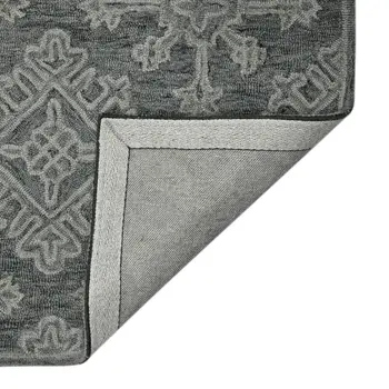 8' X 10' Graphite And Gray Wool Oriental Hand Hooked Area Rug