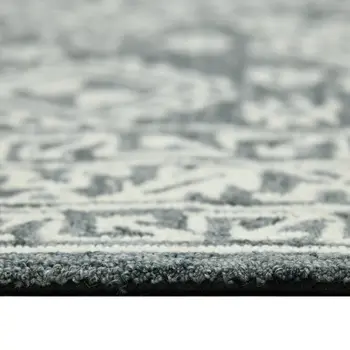 5' X 7' Slate Gray And Ivory Wool Oriental Hand Hooked Area Rug