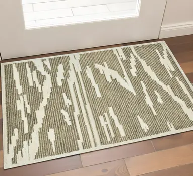 2' X 3' Beige And Brown Wool Abstract Hand Hooked Area Rug