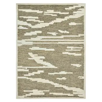 2' X 3' Beige And Brown Wool Abstract Hand Hooked Area Rug